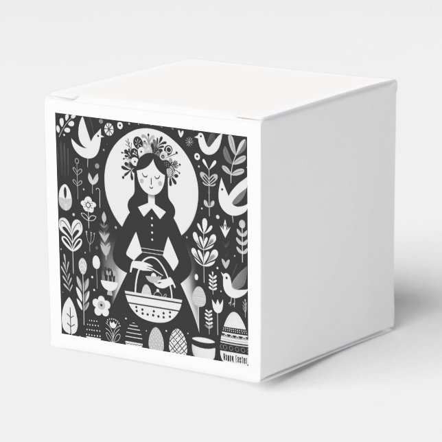 Nordische Dame mit Ostereier-Jagdkorb Geschenkschachtel (Vorderseite)