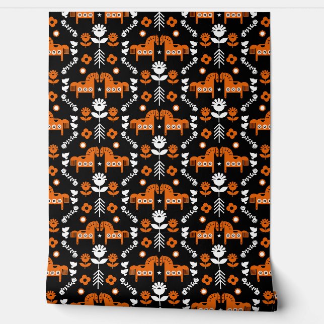 Nordische Data Horse-Wohngestaltung Tapete (Abrollen)