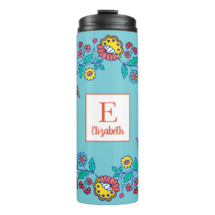 Nordische Folk-Blume PERSONALISIERT Thermosbecher