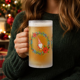 Nordische Gnome und Skier im weihnachtlichen Kräne Mattglas Bierglas