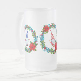 Nordische Gnome und Skier im weihnachtlichen Kräne Mattglas Bierglas