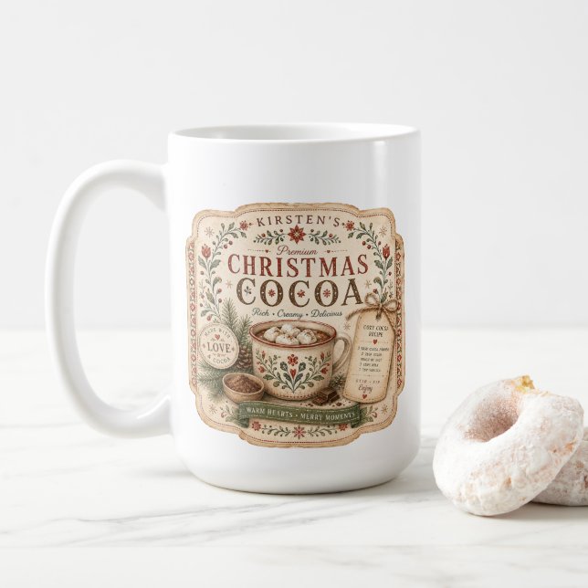 Nordische Hot Cocoa Etikette Kaffeetasse (Mit Donut)