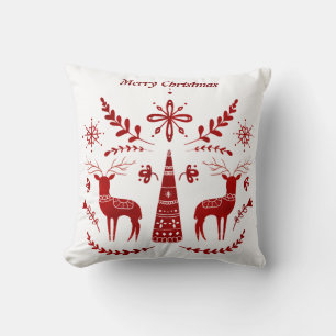 Nordische inspirierte Weihnachtsrinder. Bearbeitba Kissen