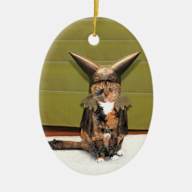 Nordische Katze ist nicht verwirrt Keramik Ornament (Vorne)