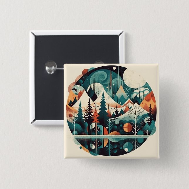 Nordische Kiefern und Spitzen Button (Vorne & Hinten)