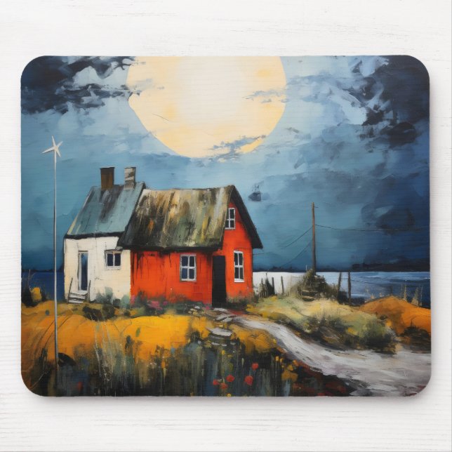 Nordische Landschaft farbenfroh Mousepad (Vorne)