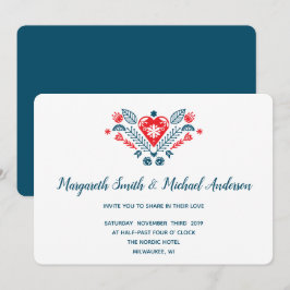 Nordische Liebe in Rot und Blau | Hochzeit Einladung