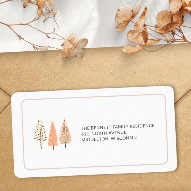Nordische Minimalistische Pine Tree Boho Rücksende Adressaufkleber (Von Creator hochgeladen)