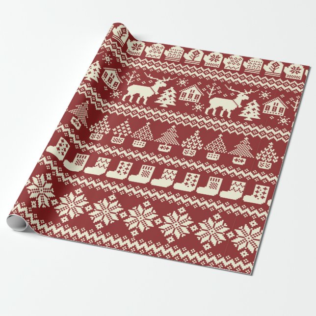 Nordische Musterdarstellung Geschenkpapier (Ungerollt)