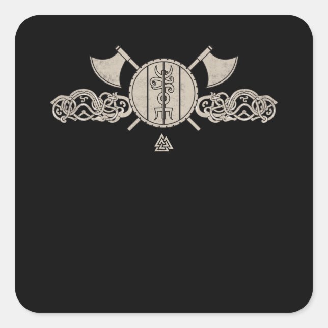 Nordische Ornamente als Wikinger Schild Asatru Quadratischer Aufkleber (Vorderseite)