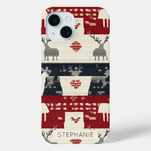 Nordische Rentierfische und Schneeflocke Strick Case-Mate iPhone Hülle