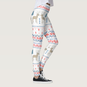 Nordische Rentierherzen und Fairisle-Streifen Leggings