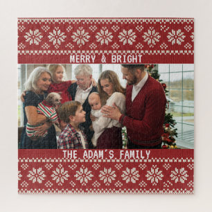 Nordische Schneeflocken-Weihnachtsfamilienfoto Puzzle