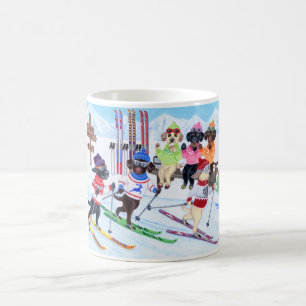 Nordische Ski fahrende Labradors Malerei Kaffeetasse