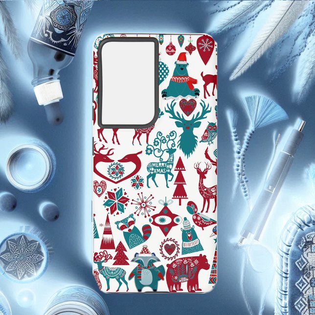 Nordische Tiere Scandia Element Weihnachtsschmuck Samsung Galaxy Hülle (Nordic Animals Scandia Element Christmas Ornaments Samsung Galaxy Case)