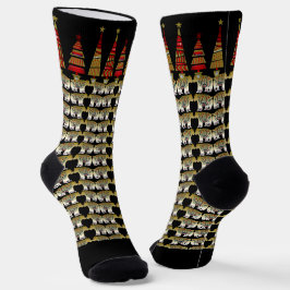Nordische Tiere Weihnachtsbäume Goldene Bärenstars Socken