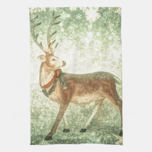 Nordische Vintage Skandinavische Weihnachtsrentier Geschirrtuch