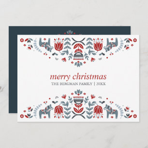 Nordische Volkskunst Dala HorChristmas Holidays Feiertagskarte