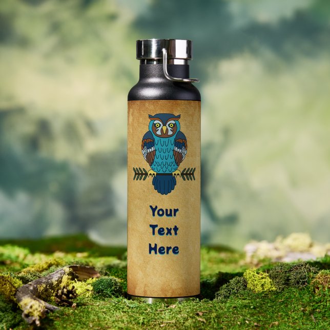 Nordische Volkskunst-Eule Trinkflasche (Außenbereich (gedreht))
