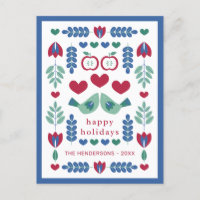 Nordische Volkskunst - Vögel und Blätter glücklich