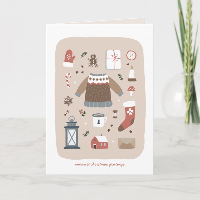 Nordische Warmherzige Weihnachtskarte Einladung (Vorderseite)