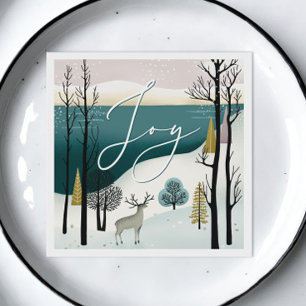 Nordische Weihnachten Joy Woodland Winterurlaub Serviette