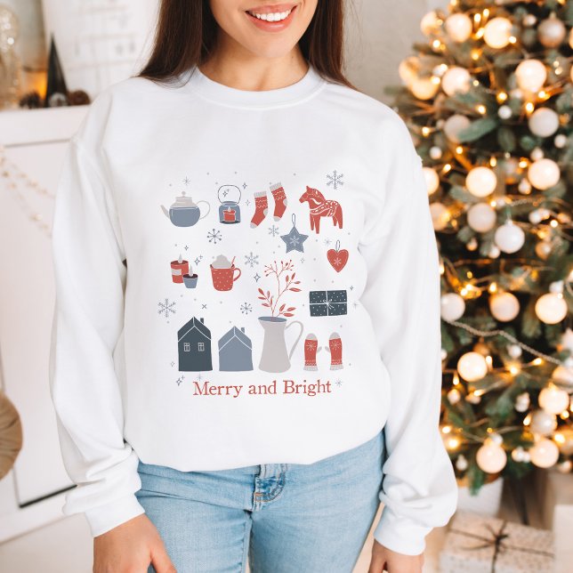Nordische Weihnachten Merry and Bright Sweatshirt (Von Creator hochgeladen)