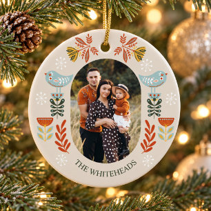 Nordische Weihnachts-Folk-Art-Foto Keramik Ornament