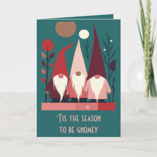 Nordische Weihnachts-Gnome Mid-Century Modern Auss Karte
