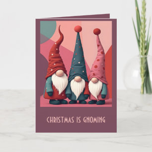 Nordische Weihnachts-Gnome Retro Modern Kitschmas Karte