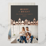 Nordische Weihnachtshäuser 2 Foto Foi Folien Feiertagskarte<br><div class="desc">Moderne japanische Weihnachtshäuser Nordic Houses stilvoll,  schlicht und einfach gestaltet mit 1 Foto Ferienkarte</div>