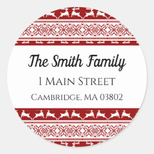 Nordische Weihnachtslandeadresse Runder Aufkleber
