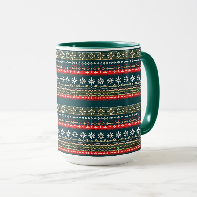 Nordische Weihnachtsmuster Tasse (VorderseiteRechts)