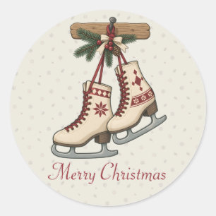Nordische Weihnachtsschlittschuhe mit Folk-Star-Fe Runder Aufkleber