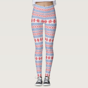 Nordische Weihnachtsschneeflocke-Grenzen Leggings