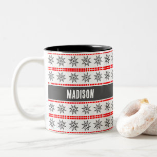 Nordische Weihnachtsschneeflockenmuster grau-weiß Zweifarbige Tasse
