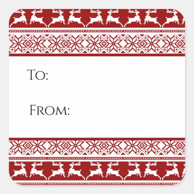 Nordische Weihnachtsskandinavische Rentier-Geschen Quadratischer Aufkleber (Vorderseite)