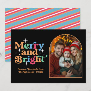 Nordische Winter Moderne Retro-Weihnachtsfamilienf Feiertagskarte