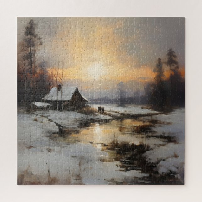 Nordische Winterlandschaft Puzzle (Vertikal)