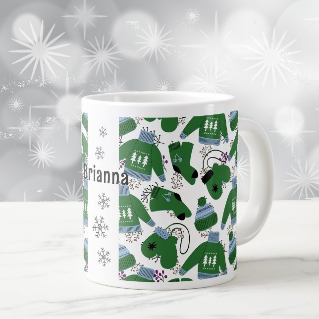 Nordische Wintersüßer und Grün-Mitten Jumbo-Tasse (Von Creator hochgeladen)