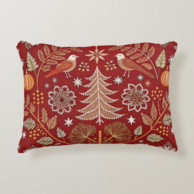 Nordischer bestickter Kissendecker Weißer Thread Dekokissen (Vorderseite)