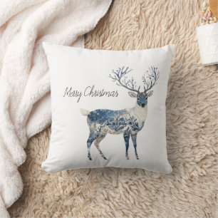 Nordischer Blau Weißer Hirsch Kissen