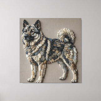 Nordischer Elchhund Natürlicher Kieselstein-Mosaik Leinwanddruck