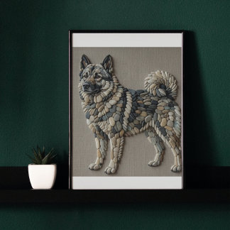 Nordischer Elchhund Natürlicher Kieselstein-Mosaik Poster