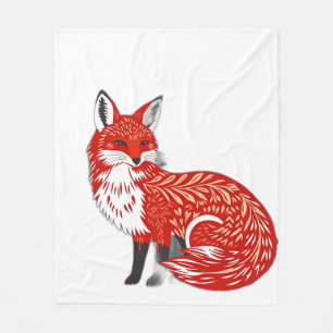 Nordischer Fox mit Leaf-Mustern Fleecedecke