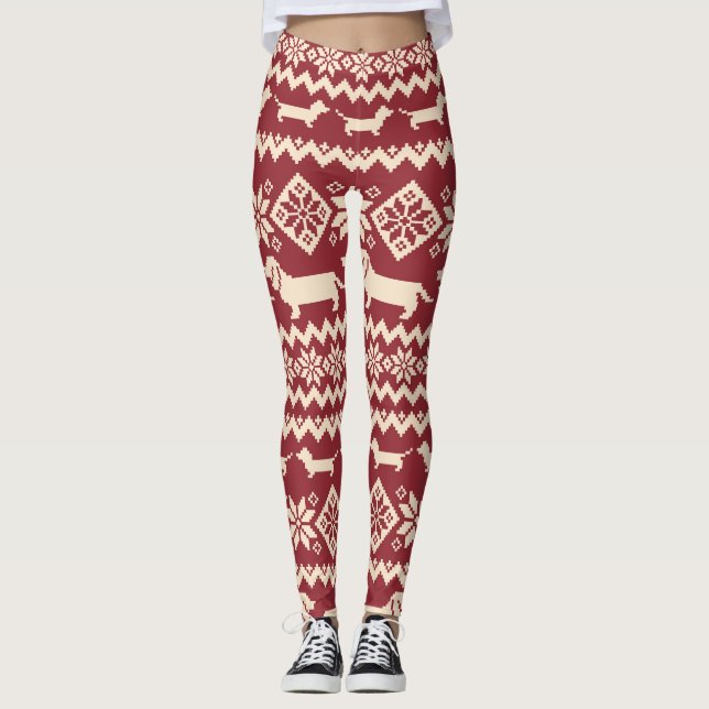 Nordischer Hund: Quirky Illustrationsmuster. Leggings (Vorderseite)