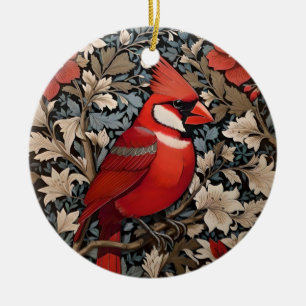 Nordischer Kardinal Bird William Morris Inspiriert Keramik Ornament