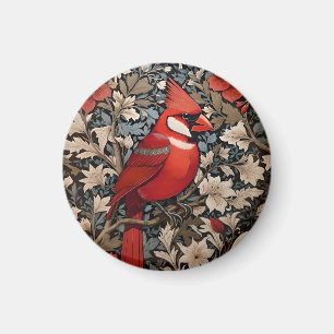 Nordischer Kardinal Bird William Morris Inspiriert Magnet