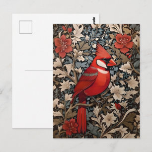 Nordischer Kardinal Bird William Morris Inspiriert Postkarte