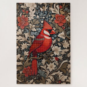 Nordischer Kardinal Bird William Morris Inspiriert Puzzle
